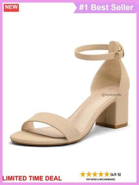Women's Chunky Heels Open Toe Dress Sandals Ankle Strap Block Heel